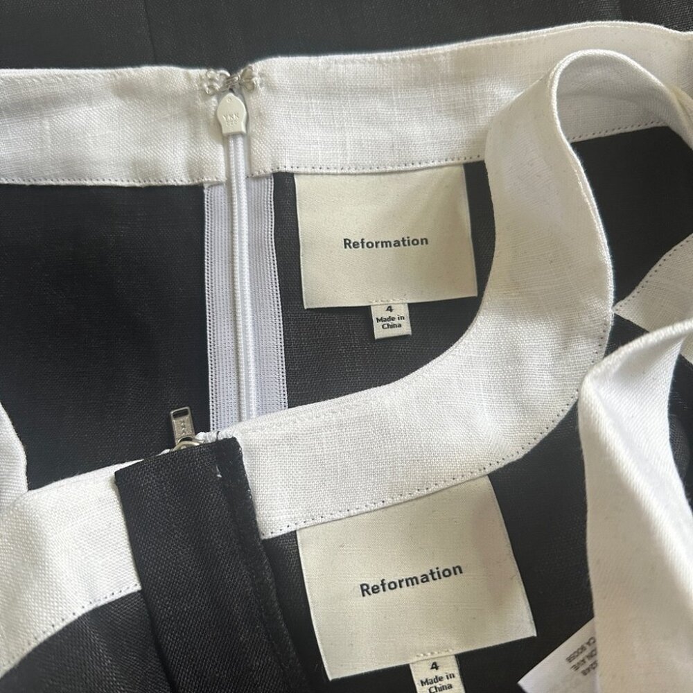 NWT Reformation Robbie Linen Two Piece  Matching Set in Black & White - size 4 - Picture 10 of 10